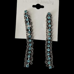 Silver and Blue Chain Earrings